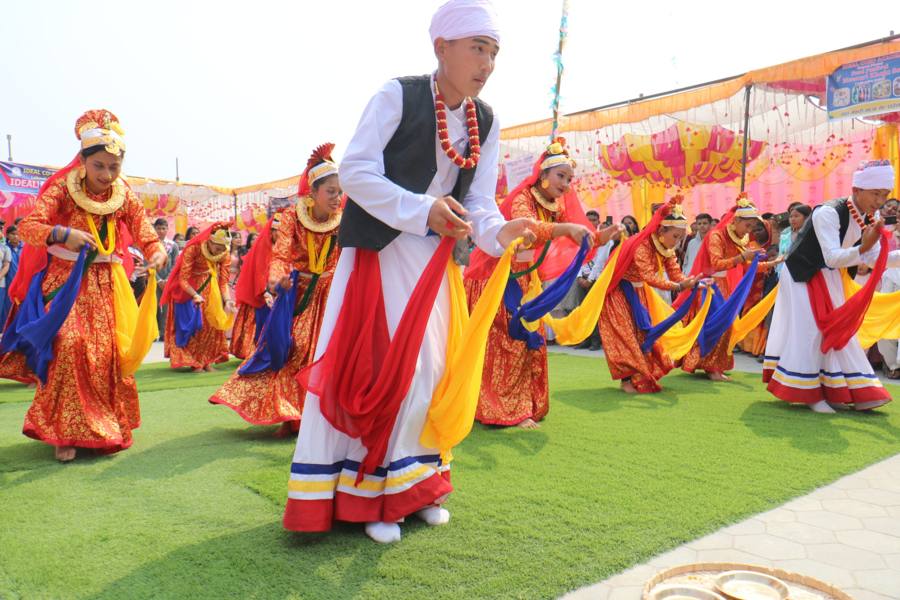 Students performing a cultural dance at the annual day